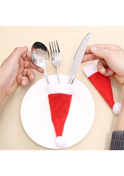 Noel Sofra Tutucu Çanta Mini Noel Baba Şapkaları Mutfak Tutucular 50 Adet (Yurt Dışından) fırsatları