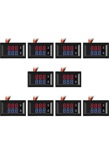 10 Adet 0.28 Inç Dijital Voltmetre Ampermetre 100V 10A 3 Bit Kırmızı Mavi (Yurt Dışından)