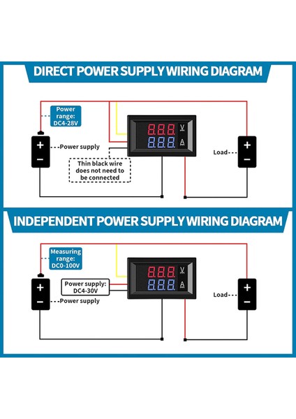 10 Adet 0.28 Inç Dijital Voltmetre Ampermetre 100V 10A 3 Bit Kırmızı Mavi (Yurt Dışından) modelleri