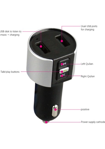 C26S Araç Şarj Cihazı Mp3 Bluetooth Oynatıcı Çift USB Bluetooth Araç Şarj Cihazı (Yurt Dışından) modelleri