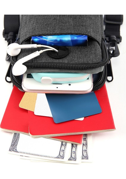 Erkek Çok Fonksiyonlu Asılı Boyun Bayan Cep Telefonu Çantası Mini Su Geçirmez Saklama Çantası Messenger Çanta Kırmızı (Yurt Dışından)