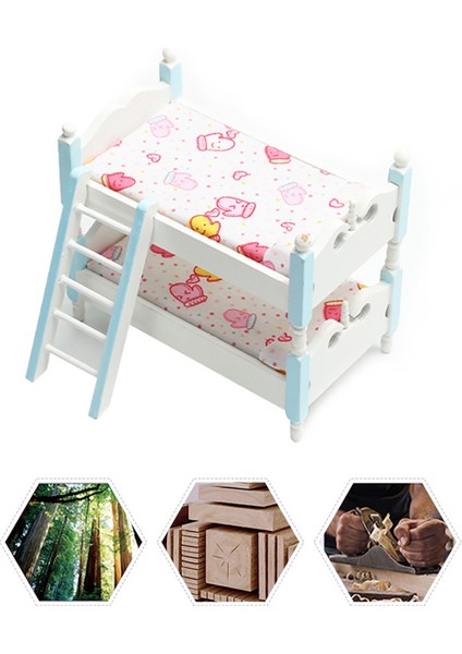 1/12 Dollhouse Minyatür Ahşap Ranza Bebek Evi Dekorasyon Için B (Yurt Dışından) fiyatları