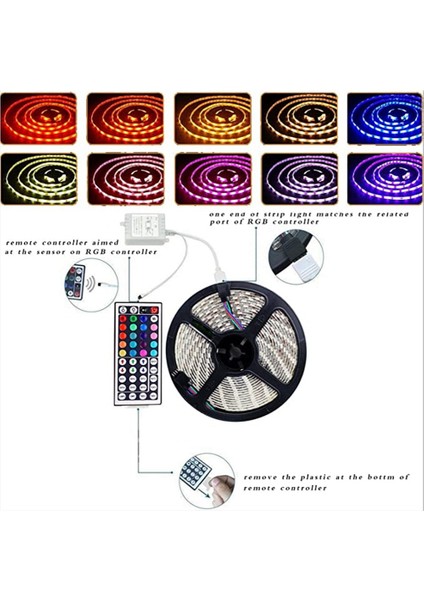 LED Şerit Işıklar 15M Su Geçirmez 3528 Rgb Renkli Işık Şeritleri, Yatak Odası Noel Ab Tak Için 44 Anahtar Uzaktan Kumandalı (Yurt Dışından)