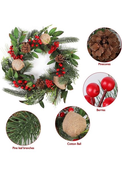 Noel Çelengi Çam Yapay Noel Ön Kapı Asılı Çelenk (Yurt Dışından)