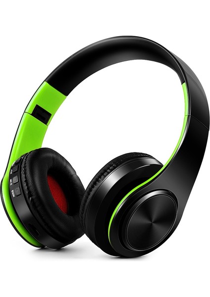 Mikrofonla Ayarlanabilir Bluetooth Kablosuz Kulaklık - Yeşil (Yurt Dışından)