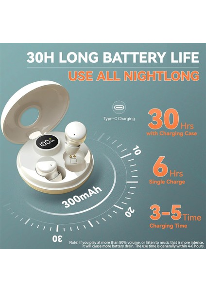Sleep Earbuds Kablosuz Bluetooth Kulaklık Mini Tiny Sleep Buds-Siyah (Yurt Dışından)