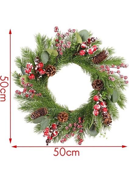 Çam Kozalakları ve Kırmızı Meyveler ile Çam Çelengi, Mükemmel Noel Dekorasyonu (Yurt Dışından)