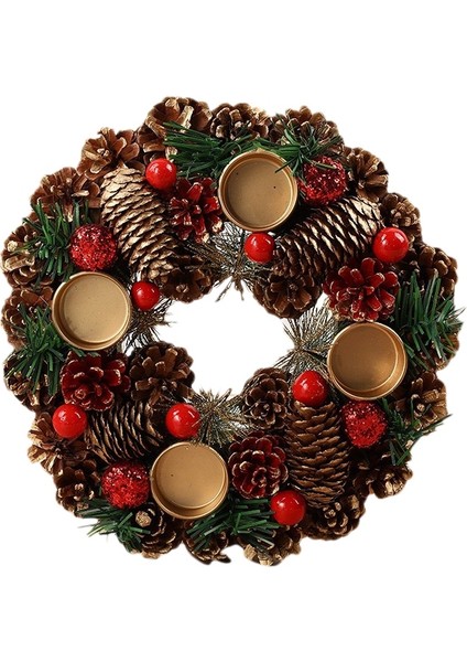1 Adet 27 cm Suni Çam Kozalağı Garland Noel Çelenk Süs Duvar Kapı Dekor (Yurt Dışından)