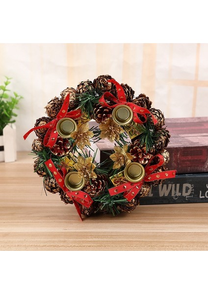 1 Adet 27 cm Suni Çam Kozalağı Garland Noel Çelenk Süs Duvar Kapı Dekor (Yurt Dışından)