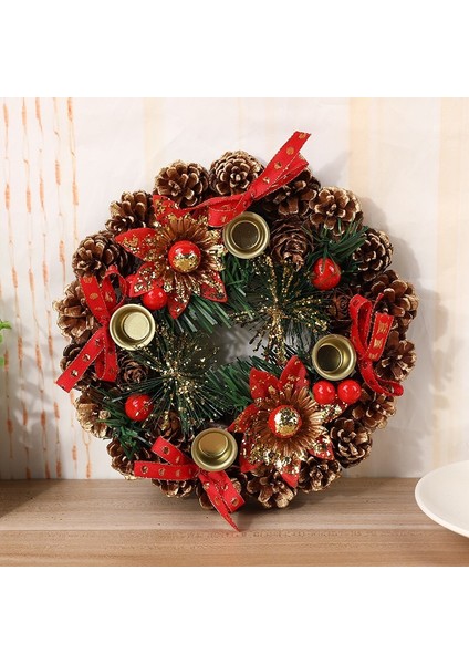 1 Adet 27 cm Suni Çam Kozalağı Garland Noel Çelenk Süs Duvar Kapı Dekor (Yurt Dışından)