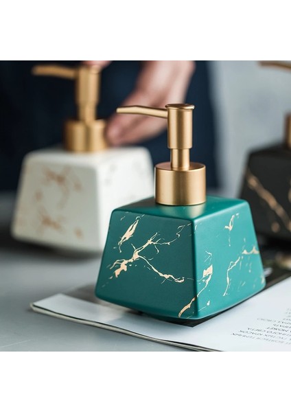260ML Banyo Lüks Seramik Mermer Sabunluk Şişesi-Siyah (Yurt Dışından)