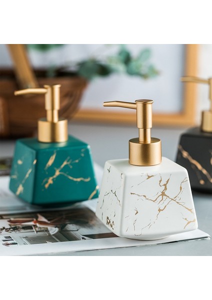 260ML Banyo Lüks Seramik Mermer Sabunluk Şişesi-Siyah (Yurt Dışından)