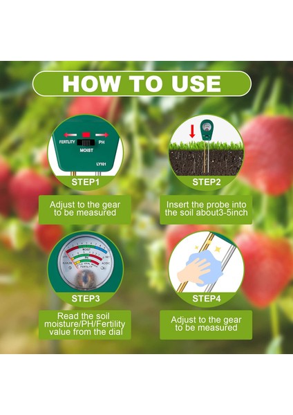 Bahçe Çim Çiftliği Dış Mekan Için Toprak Verimliliği Ölçer 3'ü 1 Arada Ph Test Cihazı (Yurt Dışından)