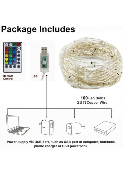 16 Renkli Peri Işıkları 100 LED Noel Parti Tatil Dekoru Için USB (Yurt Dışından) fırsatları