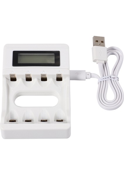 Şarj Edilebilir Aa/aaa/ni-Cd Için 4 Yuvalı LCD Ekranlı USB Şarj Cihazı (Yurt Dışından)