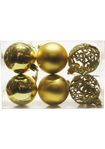 6pcs Noel Ağacı Dekorasyon Topu, Içi Boş Top, Altın (Yurt Dışından)