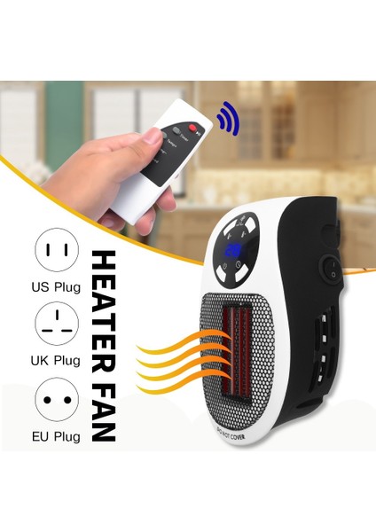 500W Uzay Isıtıcı, Duvar Prizi Elektrikli Uzay Isıtıcı Ayarlanabilir Termostatlı ve Zamanlayıcılı Kompakt Ofis Ev Ingiltere Fişi Için (Yurt Dışından)