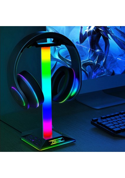 Rgb Oyun Kulaklığı Standı Çift USB Bağlantı Noktası Dokunmatik Kontrol Şeridi (Yurt Dışından)