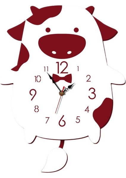 Çocuklar Için Duvar Saati Sessiz Hayvan Modelleme Dekorasyon Kırmızı (Yurt Dışından)