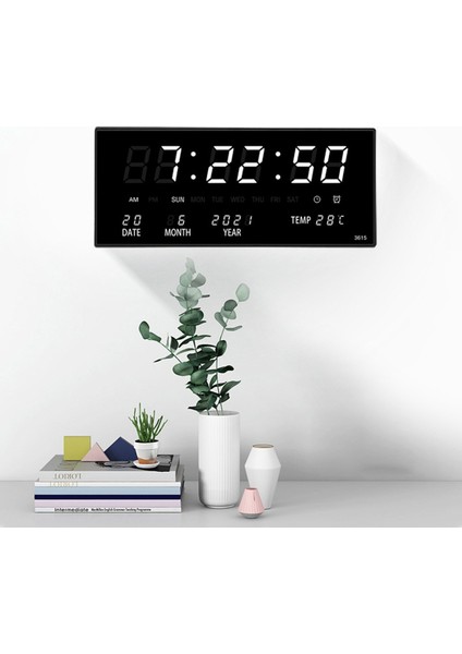 LED Sürekli Takvim Elektronik Saat Dijital Duvar Saati Kırmızı (Yurt Dışından)