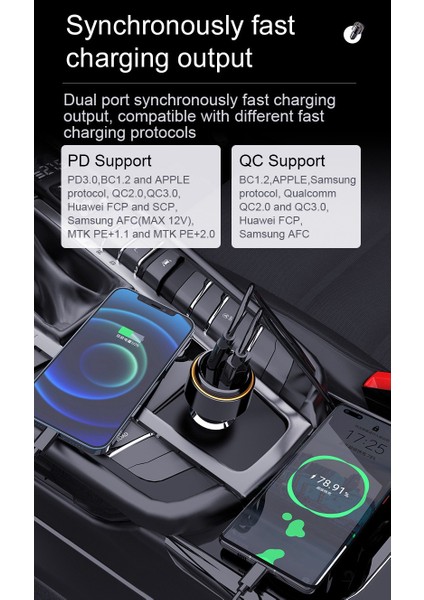 Pd 20W + Usb3.0 18W Hızlı Şarj Qc3.0 Usb,2'si 1 Arada Araç Şarj Cihazı, Yuvarlak (Yurt Dışından) fiyatları