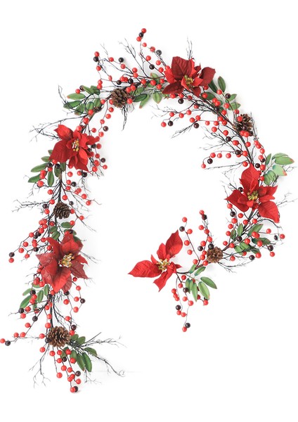 Kırmızı Meyveler ve Holly Yaprakları ile Yapay Çelenk (Yurt Dışından)