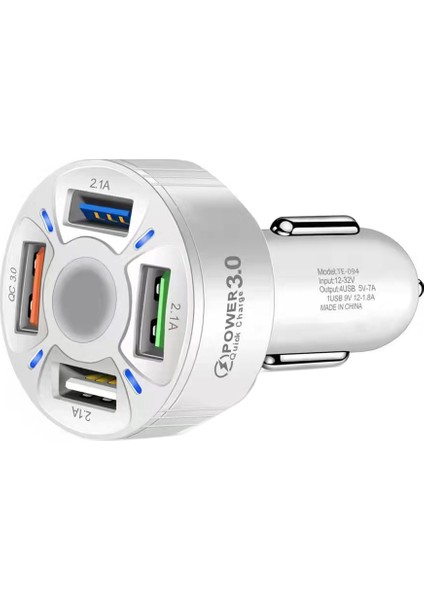 Qc3.0 4 USB 1'den 4'e Araca Monte Cep Telefonu Hızlı Şarj, Beyaz (Yurt Dışından)