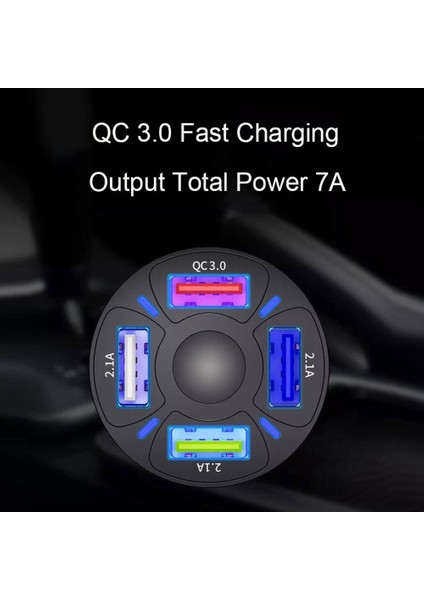 Qc3.0 4 USB 1'den 4'e Araca Monte Cep Telefonu Hızlı Şarj, Beyaz (Yurt Dışından) fiyatları