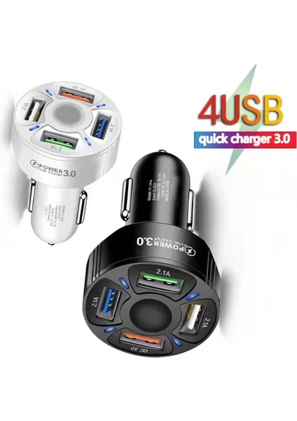 Qc3.0 4 USB 1'den 4'e Araca Monte Cep Telefonu Hızlı Şarj, Beyaz (Yurt Dışından) modelleri