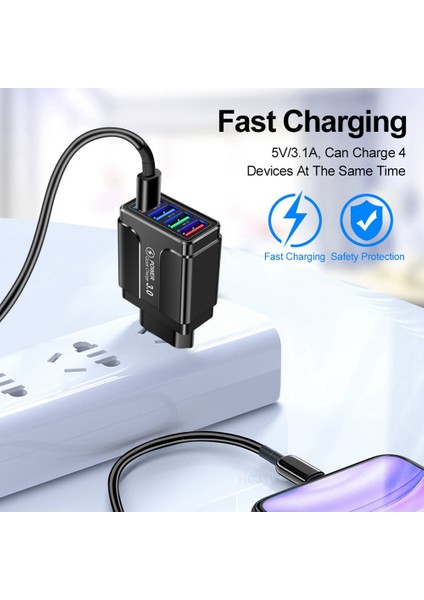 45W USB 3.0 Cep Telefonu Şarj Adaptörü Telefon Şarj Başlığı-Ab Fişi (Yurt Dışından) modelleri