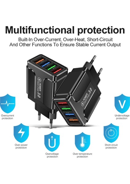 45W USB 3.0 Cep Telefonu Şarj Adaptörü Telefon Şarj Başlığı-Ab Fişi (Yurt Dışından) fırsatları