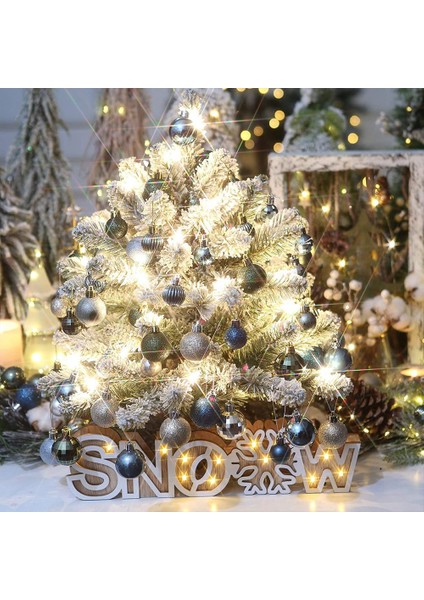 64 Adet Noel Süsleri Hediyeler Noel Ağacı Topları - Mavi Altın (Yurt Dışından)