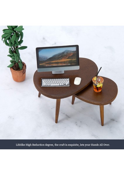1:12 Dollhouse Üçgen Sehpa Bilgisayar Masası Çay Masası Ceviz (Yurt Dışından)