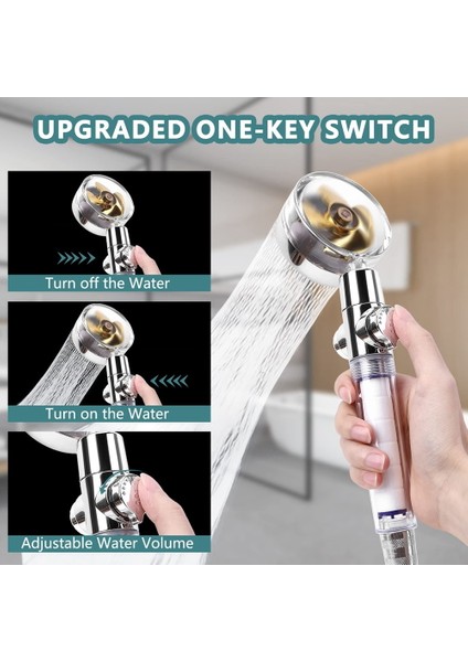 Yüksek Basınçlı Duş Başlığı, Çıkarılabilir Duş Başlığı, 360° Dönen Altın (Yurt Dışından) fiyatları