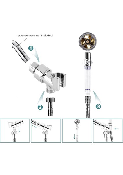 Yüksek Basınçlı Duş Başlığı, Çıkarılabilir Duş Başlığı, 360° Dönen Altın (Yurt Dışından) indirimleri