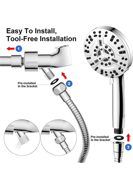 Yüksek Basınçlı Duş Başlığı Seti - 80 Inç Hortumlu Duş Başlığı (Yurt Dışından) modelleri