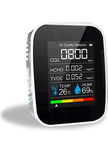 5'i 1 Arada Co2 Metre Dijital Sıcaklık Nem Sensörü Test Cihazı Beyaz (Yurt Dışından)