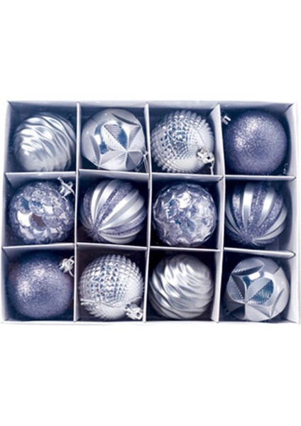 12 Adet Kutulu Noel Topu Glitter Baubles Topları Süs Kolye D (Yurt Dışından)