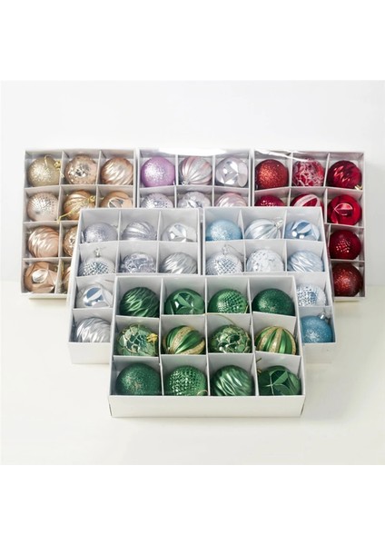 12 Adet Kutulu Noel Topu Glitter Baubles Topları Süs Kolye D (Yurt Dışından)