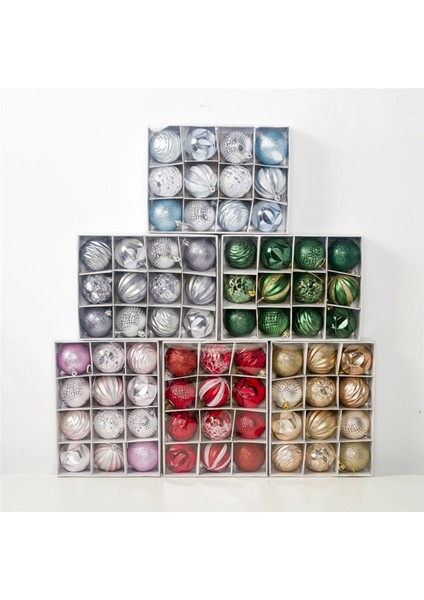 12 Adet Kutulu Noel Topu Glitter Baubles Topları Süs Kolye D (Yurt Dışından)