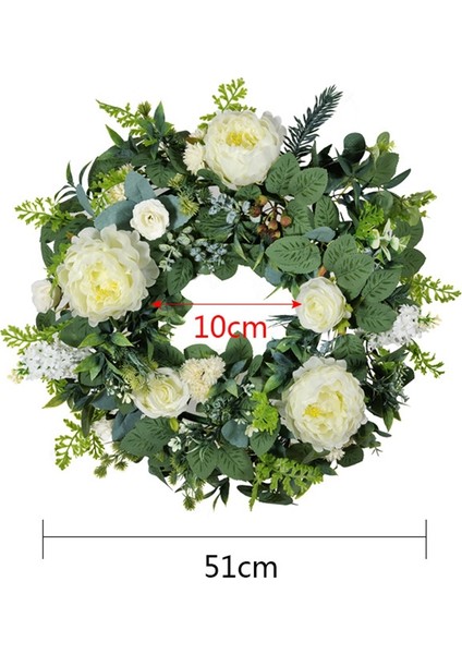 Yeşil Yapraklı Noel Süslemeleri ile Yapay Şakayık Çelenk (Yurt Dışından)