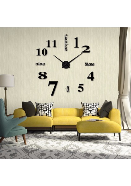3D Çerçevesiz Duvar Saati Modern Dilsiz Büyük Ayna Yüzey Dıy (Altın) (Yurt Dışından)