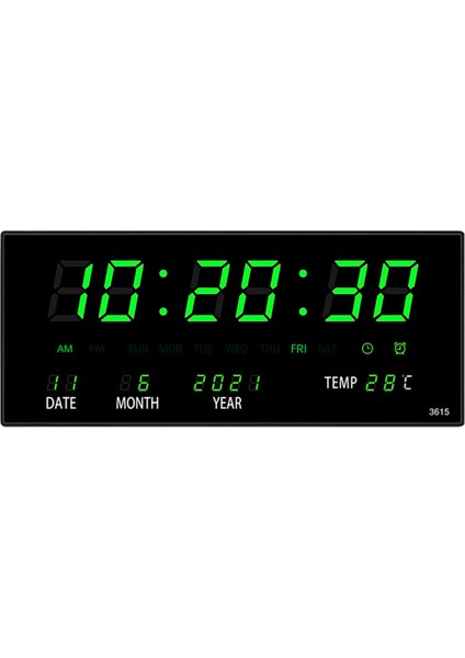LED Sürekli Takvim Elektronik Saat Dijital Duvar Saati Yeşil (Yurt Dışından)