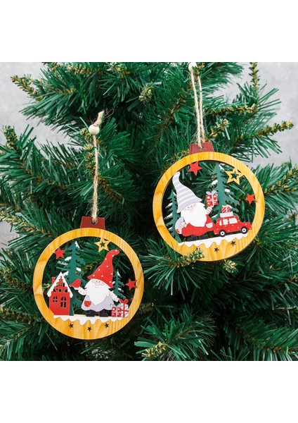 Noel Süslemeleri Ahşap Çift Katmanlı Içi Boş Noel Baba Kolye (Yurt Dışından) fırsatları