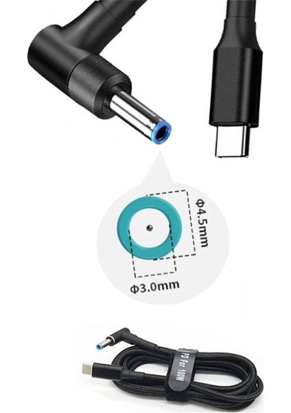 Hp Için USB C - Dizüstü Bilgisayar Şarj Kablosu Adaptörü Tip C - Dc Dönüştürücü (Yurt Dışından)