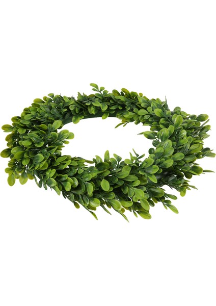 Yaprak / Çiçek Çelengi, Yuvarlak Ön Kapı Yeşil Çelenk (Şimşir - 40 Cm) (Yurt Dışından)