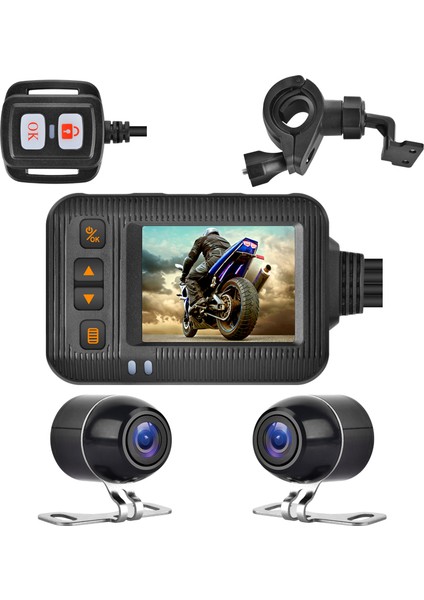 SE20 Motosiklet Kaydedici Çift Lensli Kamera Sürüş Video Kamera Dvr Döngü Kaydı (Yurt Dışından)
