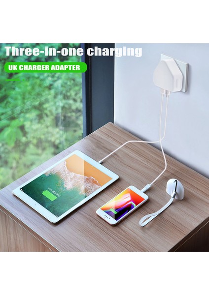 Evrensel USB Birleşik Krallık Fişi 3 Pimli Duvar Şarj Adaptörü (2 Bağlantı Noktası) (Yurt Dışından) fırsatları