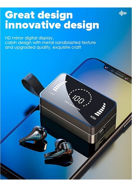 Kablosuz Kulaklık 1800MAH Şarj Kutusu Bluetooth 5.0 9d Stereo, Beyaz (Yurt Dışından)