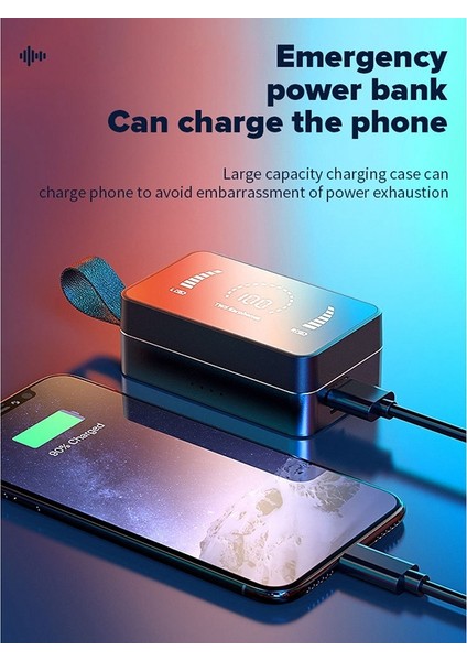 Kablosuz Kulaklık 1800MAH Şarj Kutusu Bluetooth 5.0 9d Stereo, Beyaz (Yurt Dışından)